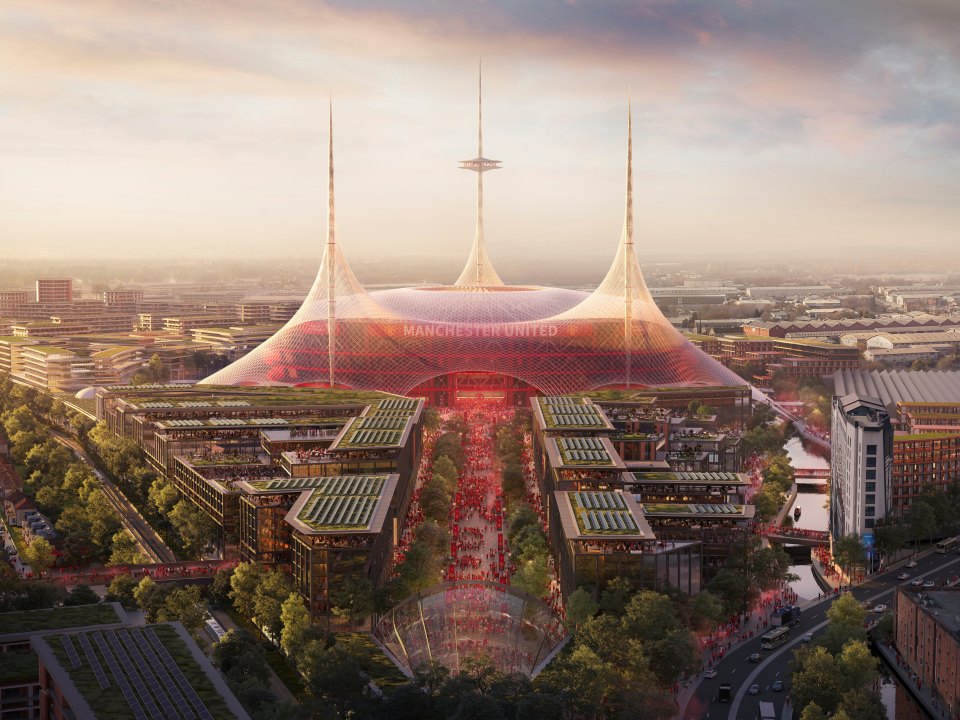 Illustration of the planned new Manchester United stadium.