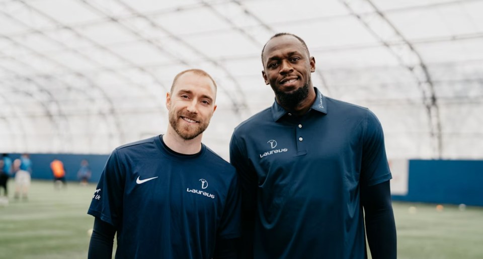 Usain Bolt and Christian Eriksen with Laureus Sport for Good.