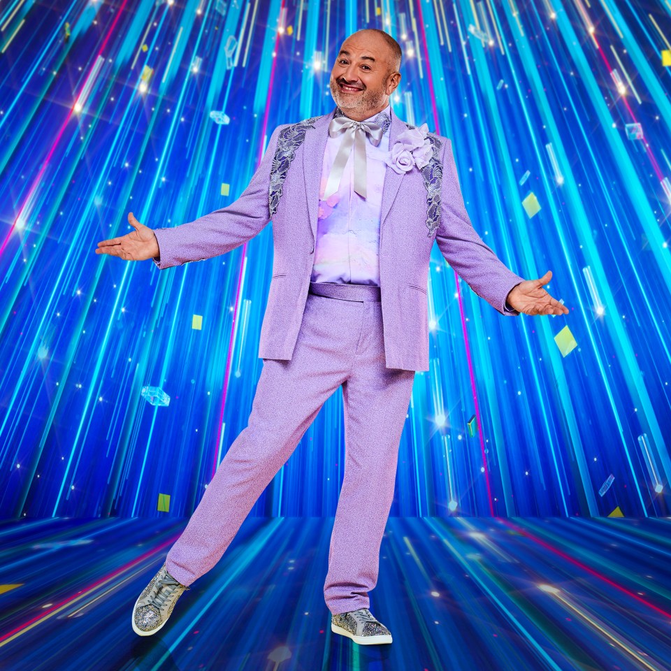 Wynne Evans in a lavender suit on the Strictly Come Dancing live tour.
