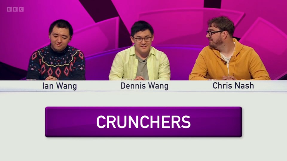The Crunchers team on Only Connect: Ian Wang, Dennis Wang, and Chris Nash.