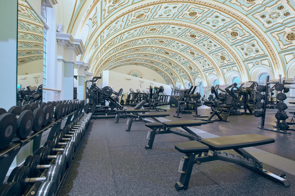 Virgin Active Repton Park gym floor with weightlifting equipment.