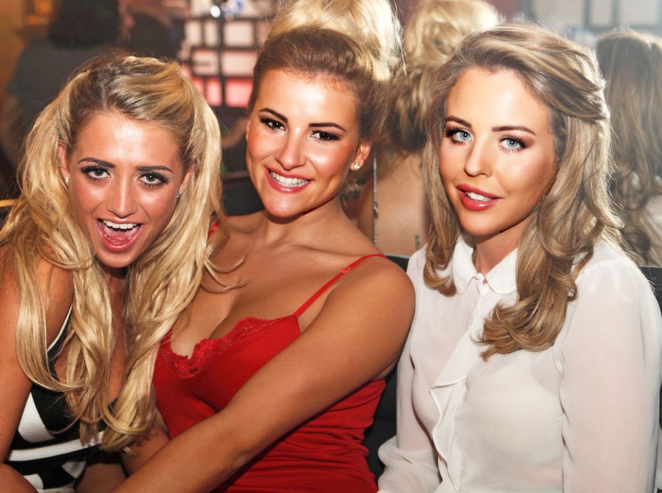 Three women from "The Only Way is Essex" at a filming.