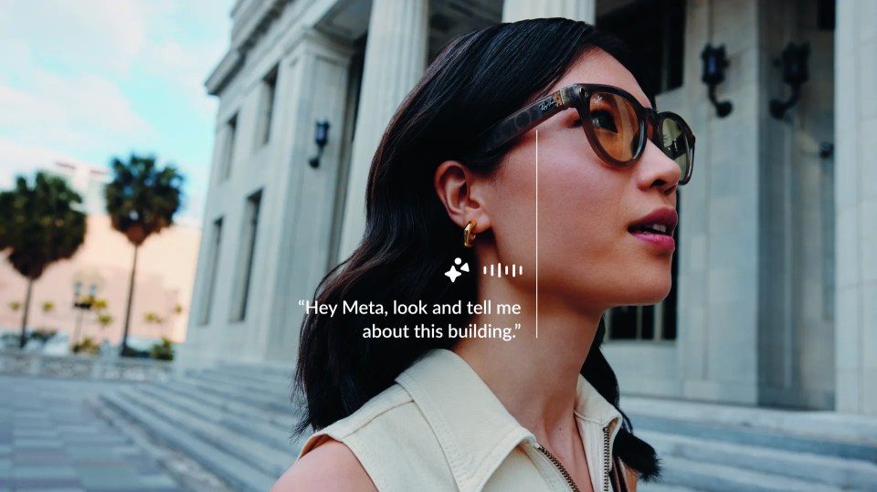 Woman wearing smart glasses asks them to identify a building.