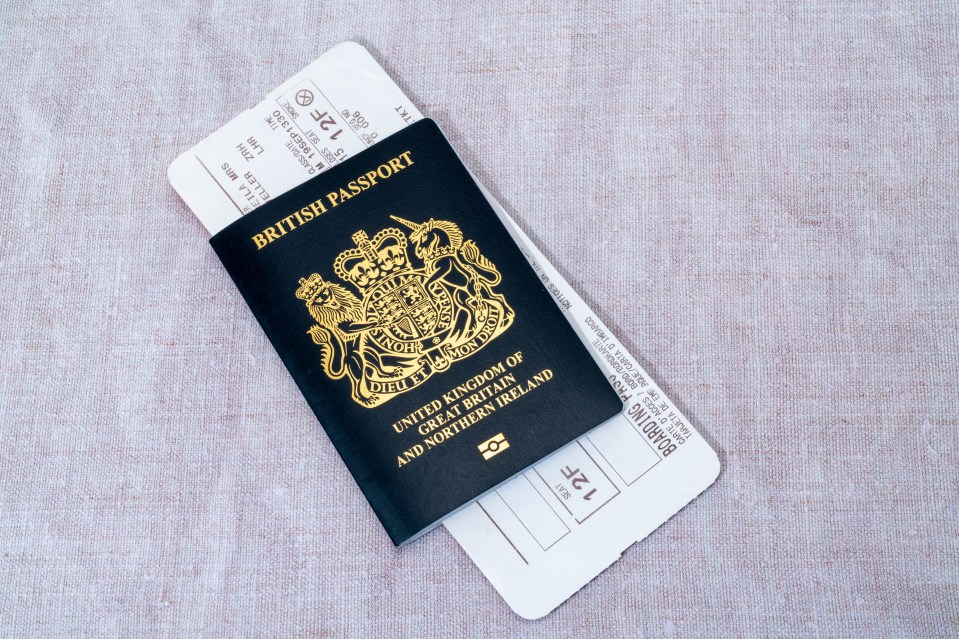 British passport and airline boarding pass.