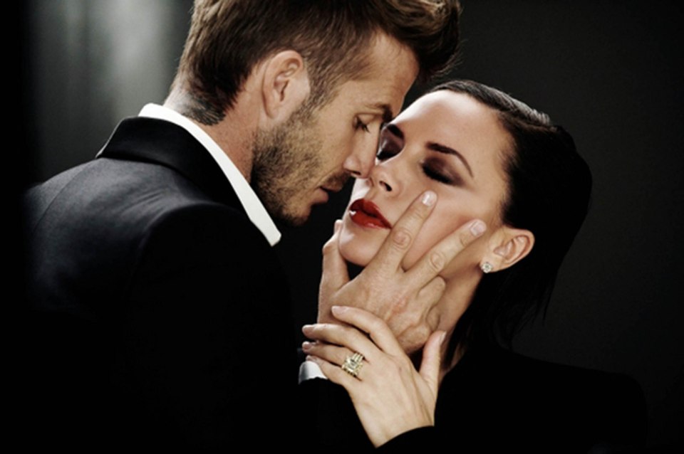 David and Victoria Beckham in an Intimately Yours advertisement.