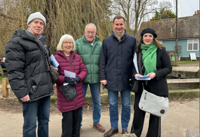 Jeremy Hunt canvassing in Shere Village with residents.