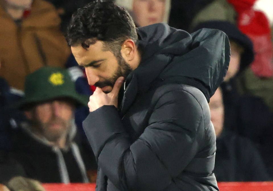 Ruben Amorim, Manchester United manager, at a football match.