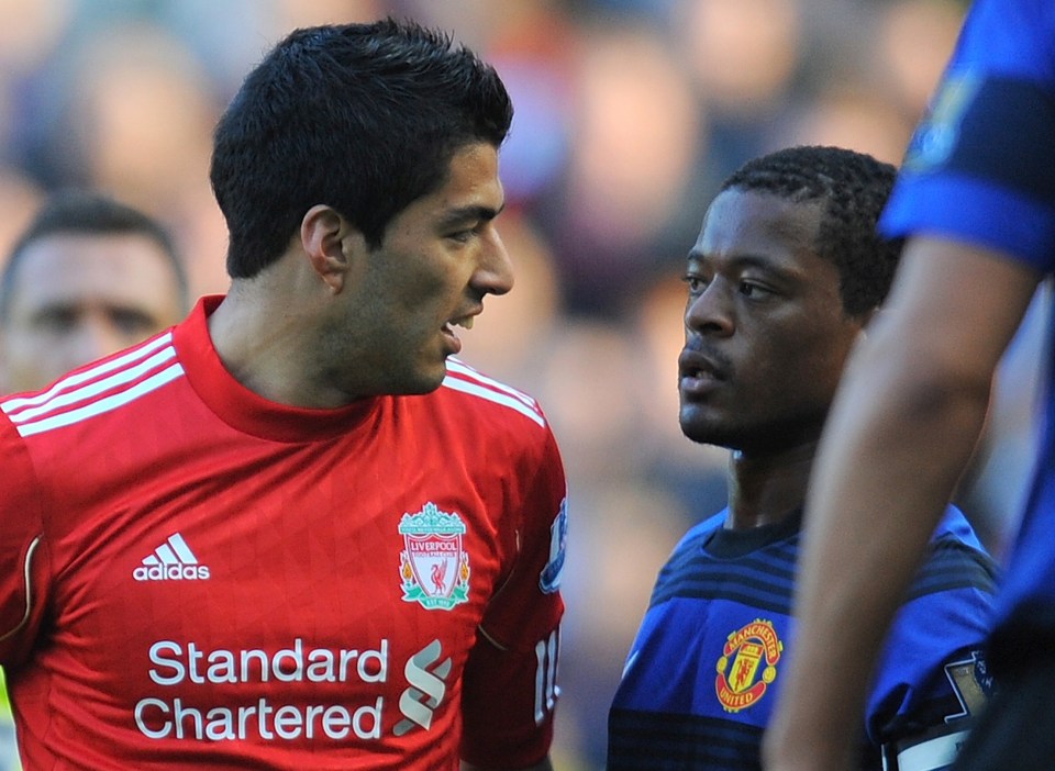 Photo of Luis Suarez in a Liverpool soccer uniform.