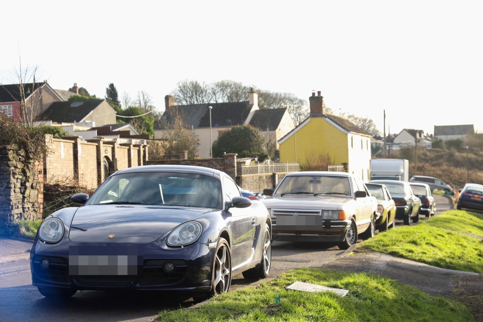 Cars parked on a residential street.