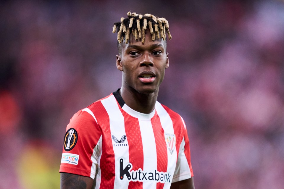 Nico Williams of Athletic Club during a UEFA Europa League match.