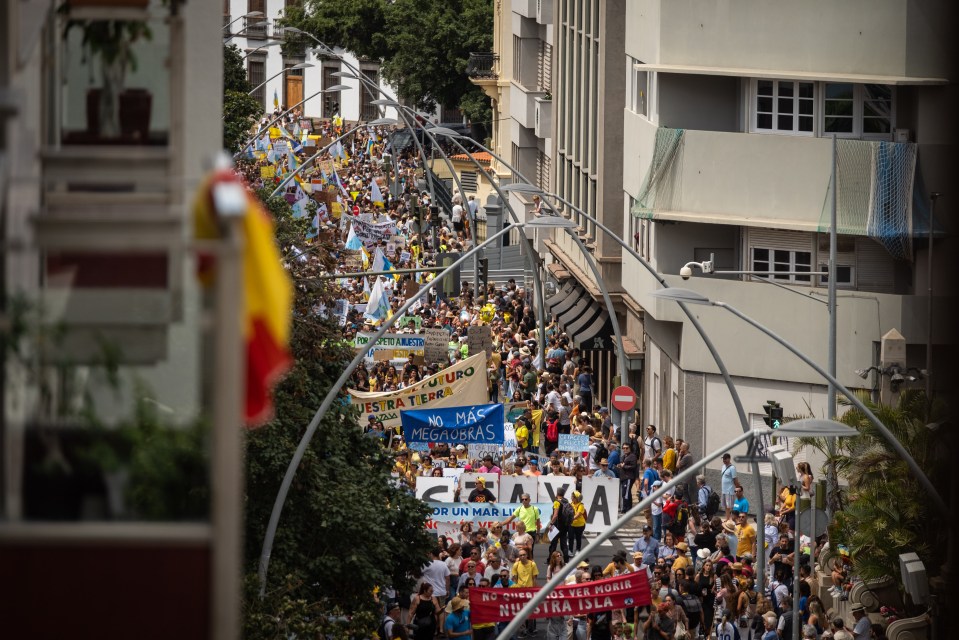 Protest against tourism policies in Tenerife.