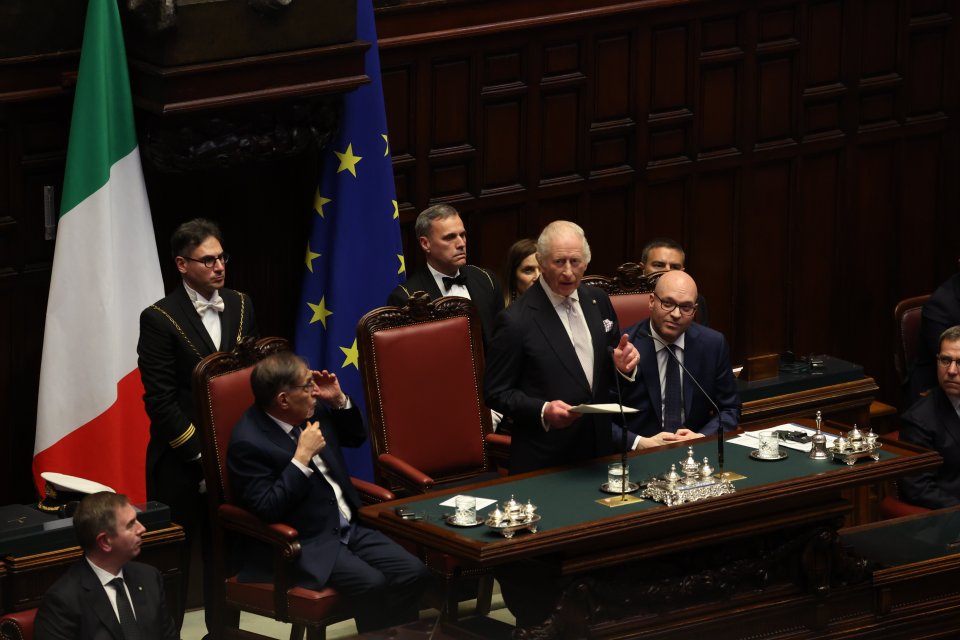 King Charles III addressing the Italian Senate.