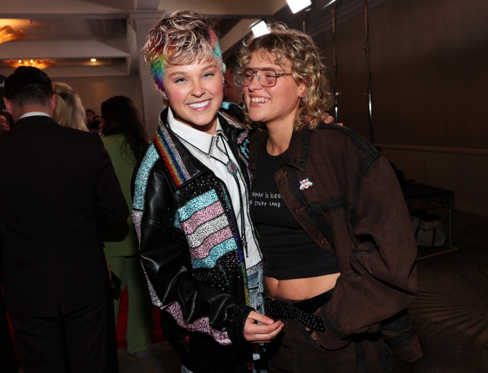 Jojo Siwa, Kath Ebbs at the 36th Annual GLAAD Media Awards held at The Beverly Hilton on March 27, 2025 in Los Angeles, California. (Photo by Christopher Polk/Variety via Getty Images)