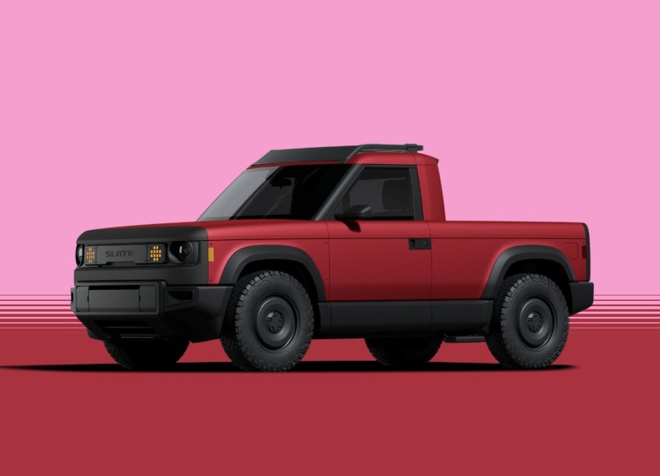 Red Slate electric pickup truck.