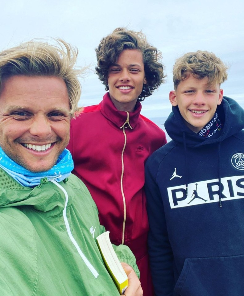 Jeff Brazier with his sons, Bobby and Freddy.