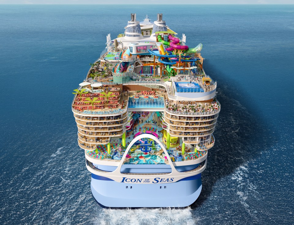Illustration of the Icon of the Seas cruise ship.