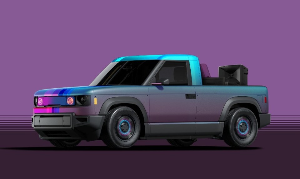 Illustration of Slate’s Truck, a customizable electric pickup truck.