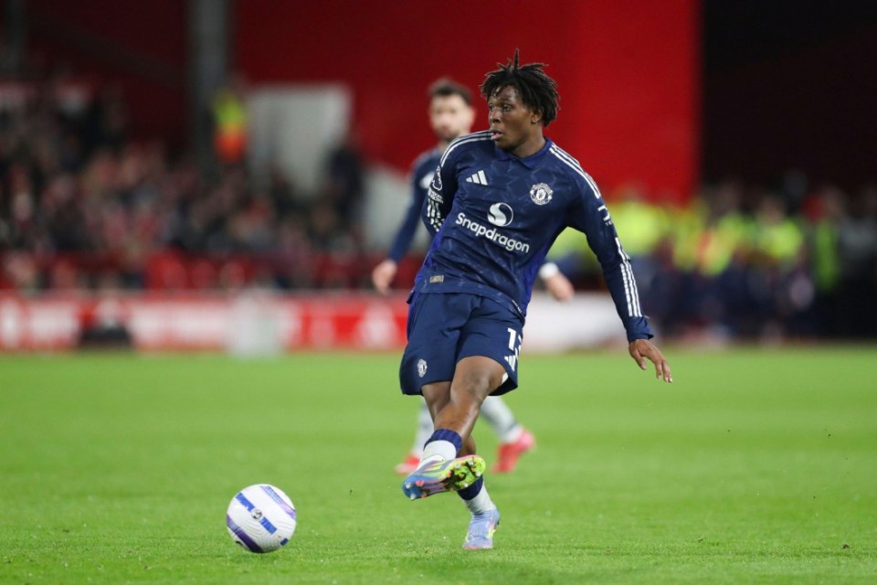 Alamy Live News. 3AB5AHX Manchester United defender Patrick Dorgu (13) during the Nottingham Forest FC v Manchester United FC English Premier League match at the City Ground, Nottingham, England, United Kingdom on 1 April 2025 Credit: Phil Duncan/Every Second Media This is an Alamy Live News image and may not be part of your current Alamy deal . If you are unsure, please contact our sales team to check.