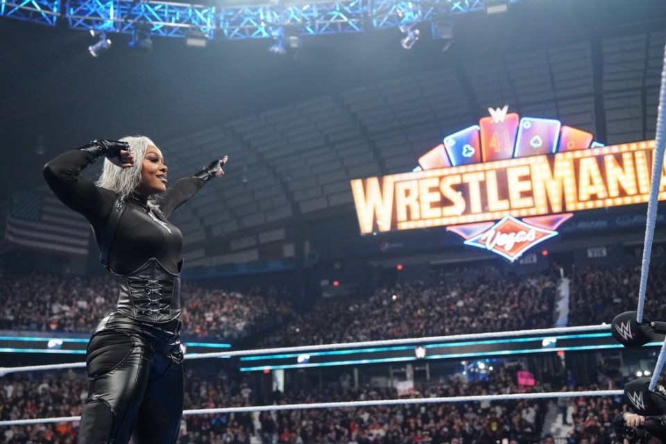 ROSEMONT, ILLINOIS - APRIL 4: Jade Cargill looks on during SmackDown at Allstate Arena on April 4, 2025 in Rosemont, Illinois. (Photo by Heather McLaughlin/WWE via Getty Images)