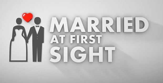 Married At First Sight logo with stylized bride and groom.