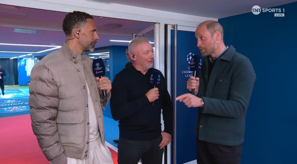 Three men being interviewed with microphones.