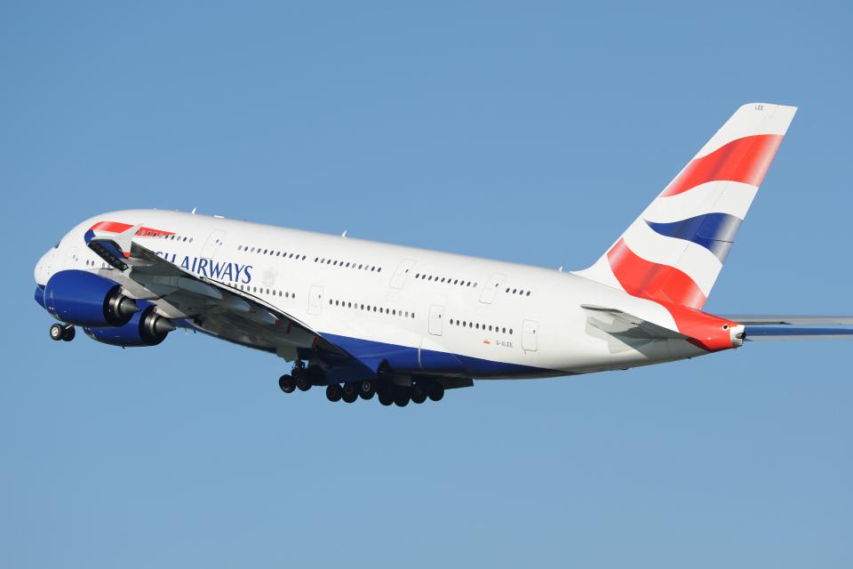 British Airways Airbus A380 taking off.