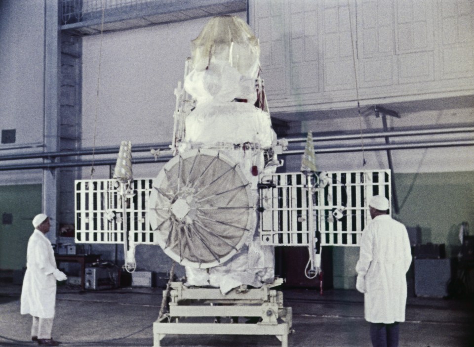 Soviet Venera 4 space probe being prepared for launch.