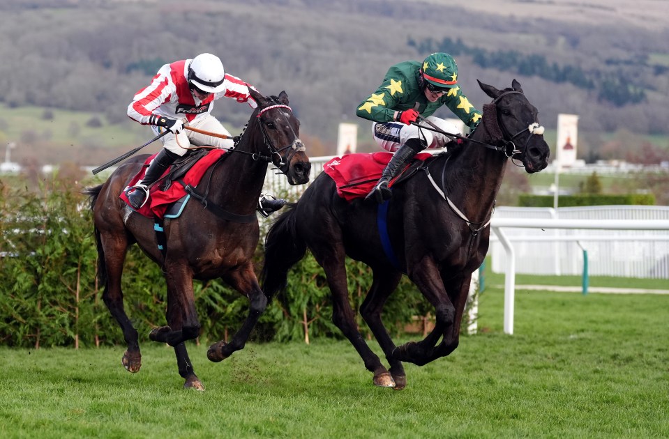 Stumptown ridden by jockey Keith Donoghue (right) on their way to winning the Glenfarclas Cross Country Chase on day two of the 2025 Cheltenham Festival at Cheltenham Racecourse. Picture date: Wednesday March 12, 2025. PA Photo. See PA story RACING Cheltenham. Photo credit should read: Adam Davy/PA Wire. RESTRICTIONS: Use subject to restrictions. Editorial use only, no commercial use without prior consent from rights holder.