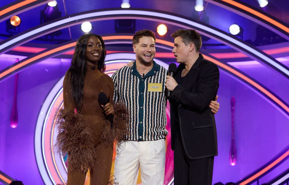 AJ Odudu, Chris Hughes, and Will Best at the Celebrity Big Brother launch.