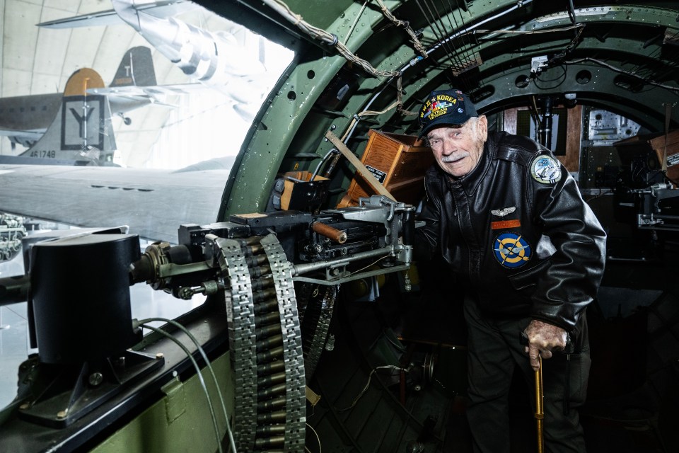 WWII veteran Joe Peterburs in a B-17 Flying Fortress.