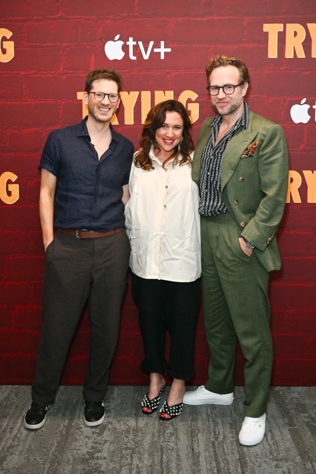 Andy Wolton, Esther Smith, and Rafe Spall at the Apple TV+ "Trying" Season 4 launch event.