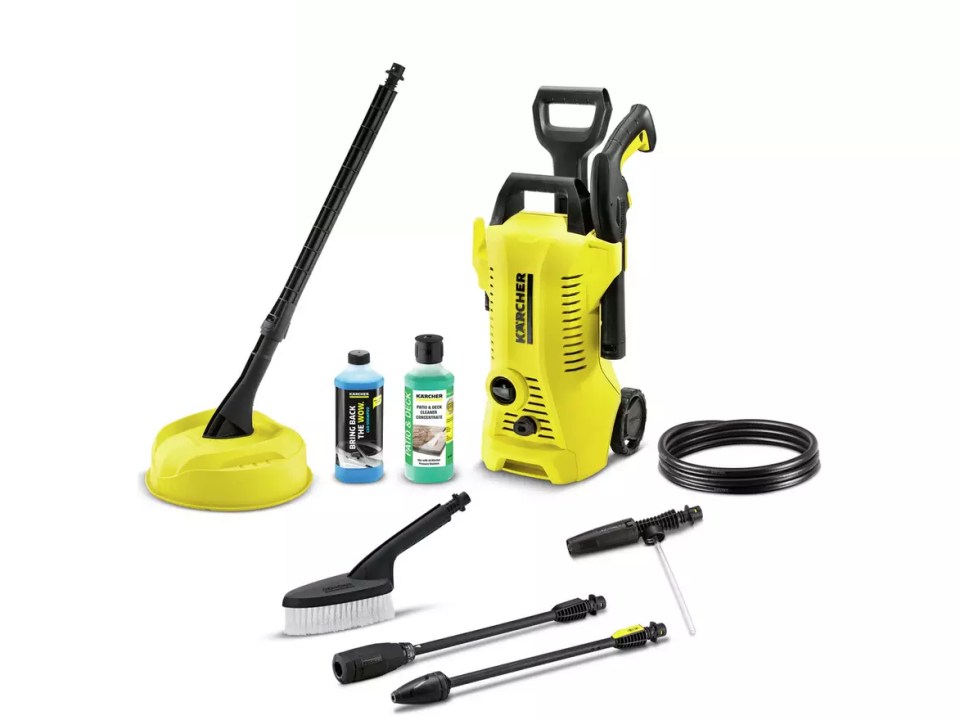 Karcher pressure washer with accessories.