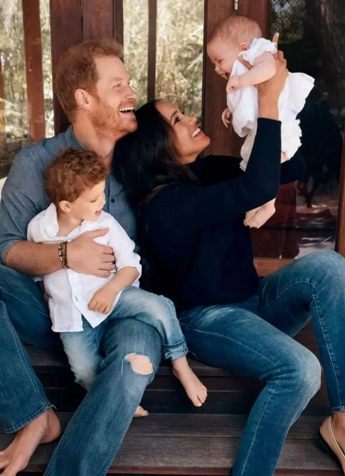 Photo of Prince Harry, Meghan Markle, Archie, and Lilibet.