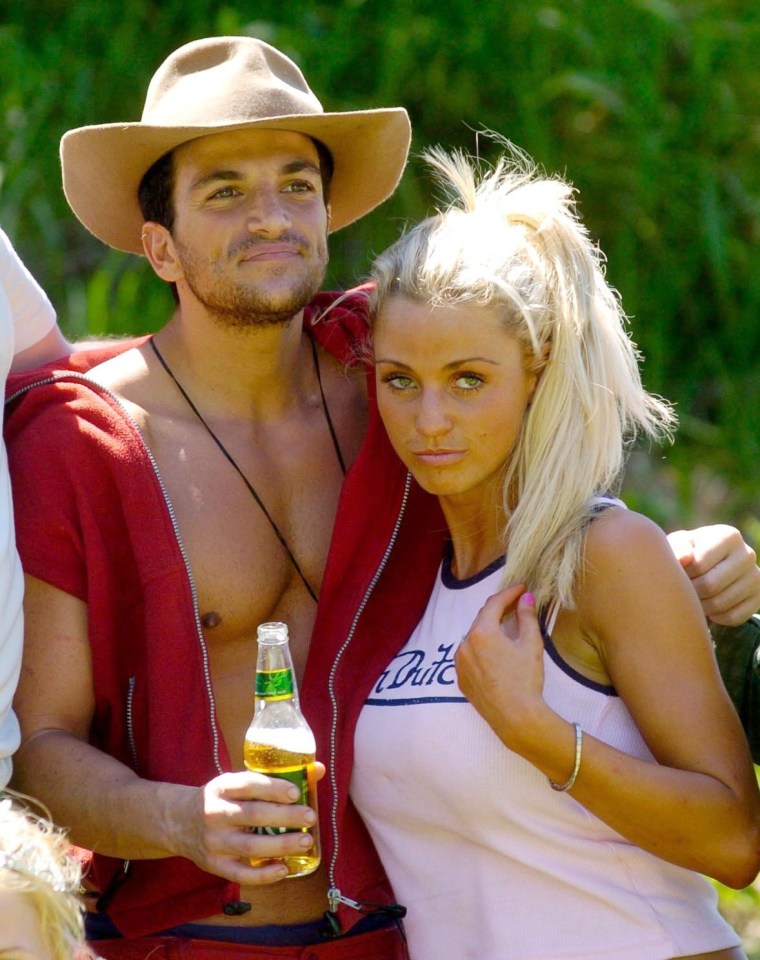 Kerry McFadden and Peter Andre celebrating after winning "I'm a Celebrity, Get Me Out of Here!"