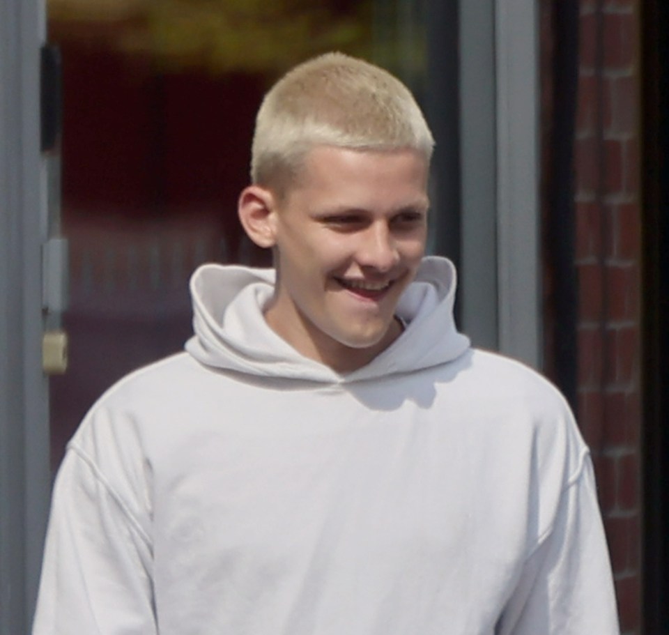Freddy Brazier with bleached blonde hair.