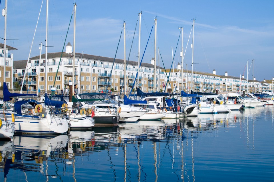 Yachts moored at Brighton Marina.