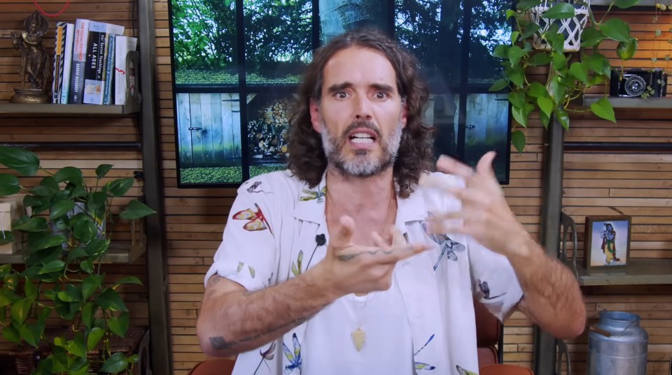 Russell Brand denying criminal allegations in a video.