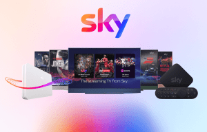 Sky streaming TV service with various shows and sports.