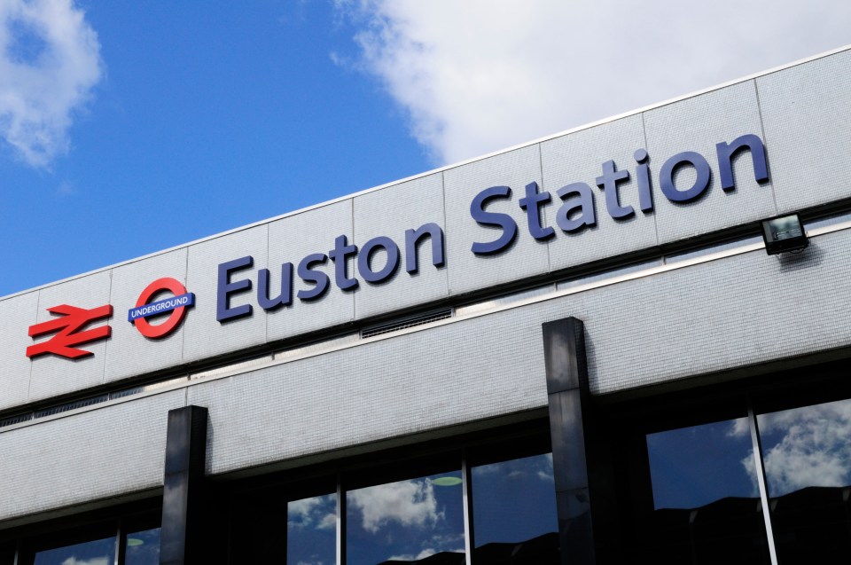 Euston Station sign in London.