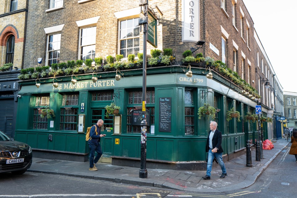 The Market Porter pub in Borough Market, London.