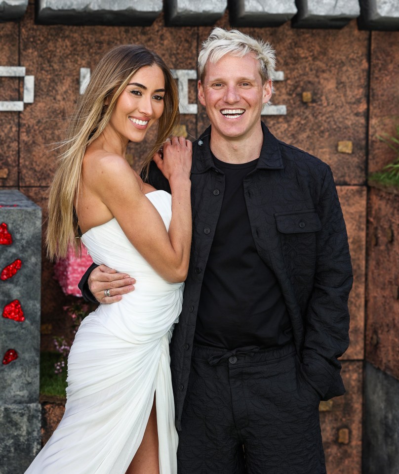 Sophie Habboo and Jamie Laing at the world premiere of "A Minecraft Movie."