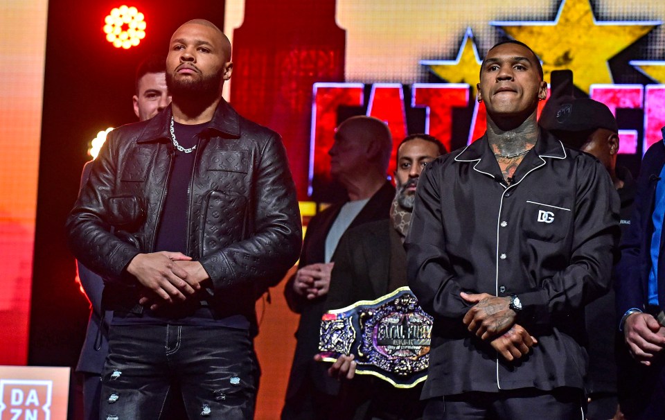 Chris Eubank Jr. and Conor Benn at a press conference.