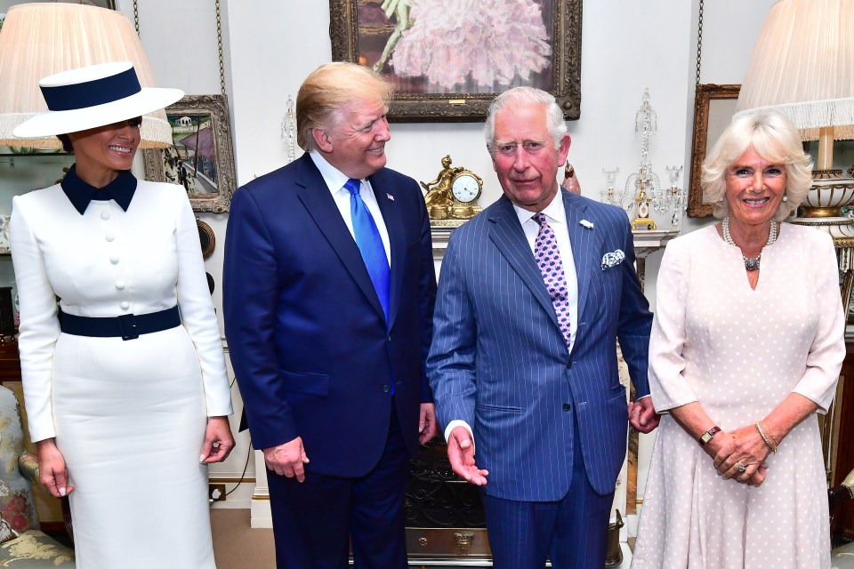 Donald and Melania Trump with Prince Charles and Camilla, Duchess of Cornwall, at Clarence House.