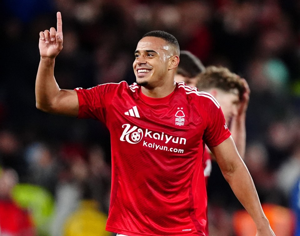 Nottingham Forest's Murillo celebrating after a match.