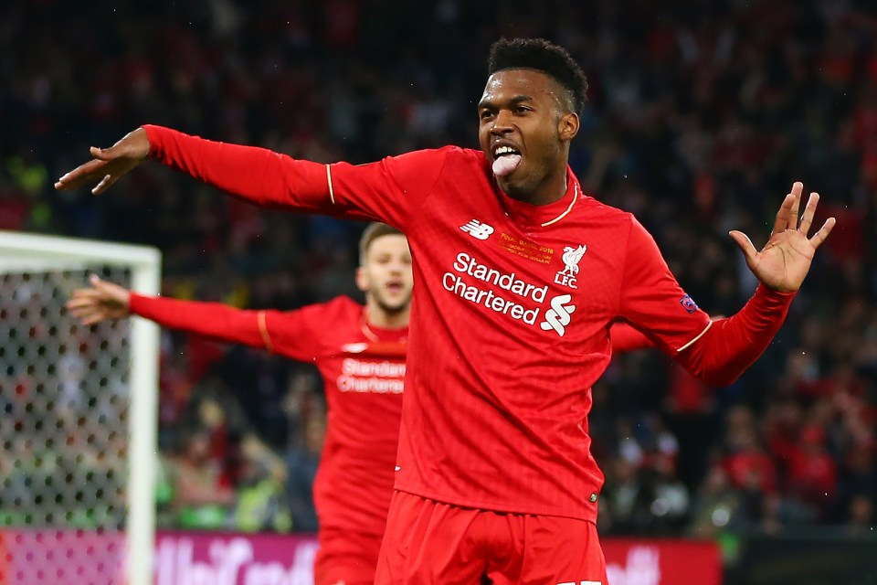 Daniel Sturridge of Liverpool celebrating a goal.