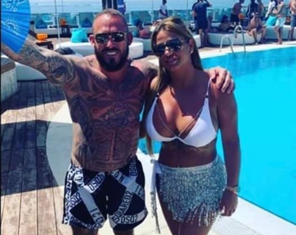 Thomas Campbell and his ex-wife Coleen Campbell by a pool.