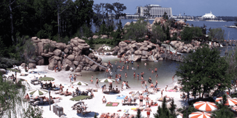 Aerial view of Disney's abandoned River Country water park.