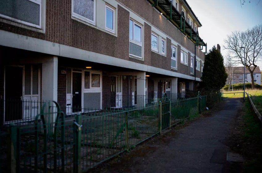 Row of houses earmarked for demolition.