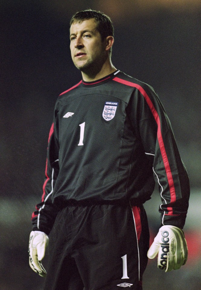 Nigel Martyn, England's goalkeeper, at an international friendly match.