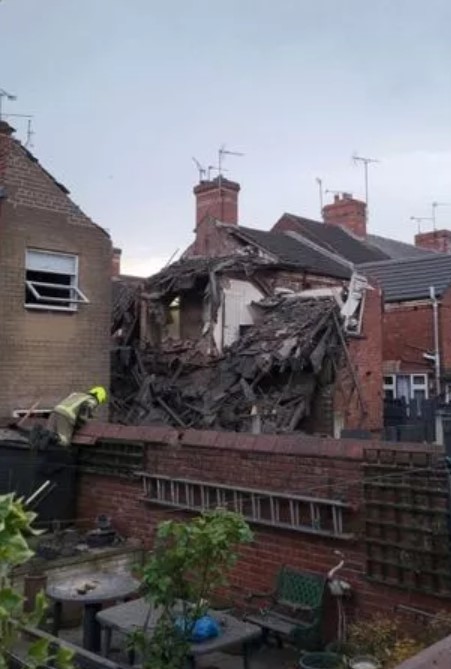 Aftermath of an explosion on John Street, Worksop.